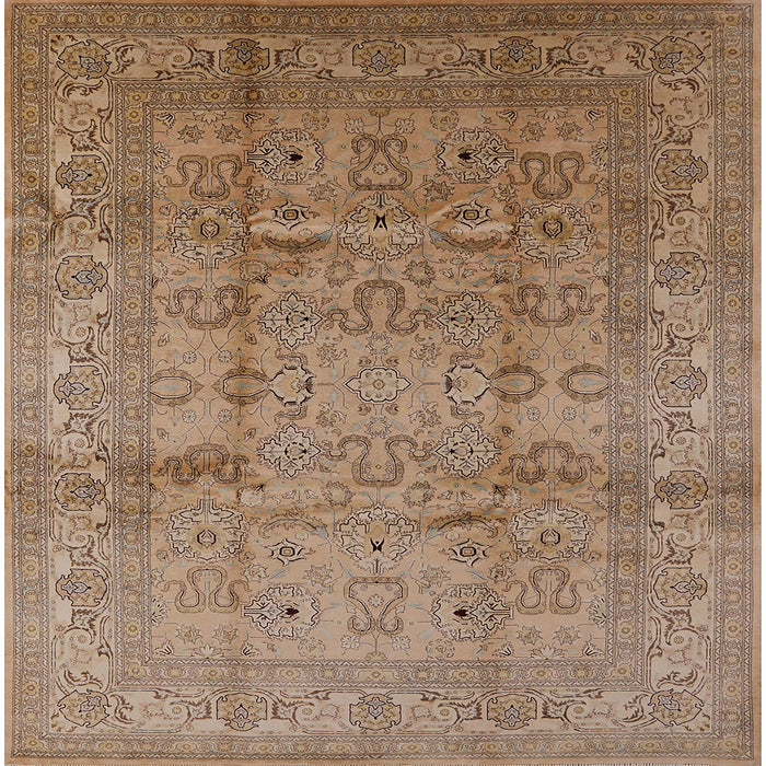 Square Mid-Century Modern Light Copper Gold Oriental Rug, urb3097