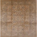 Square Mid-Century Modern Light Copper Gold Oriental Rug, urb3097