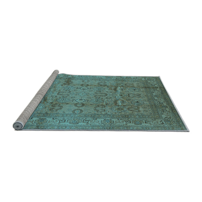 Sideview of Machine Washable Oriental Light Blue Industrial Rug, wshurb3097lblu