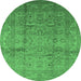 Round Oriental Emerald Green Industrial Rug, urb3097emgrn