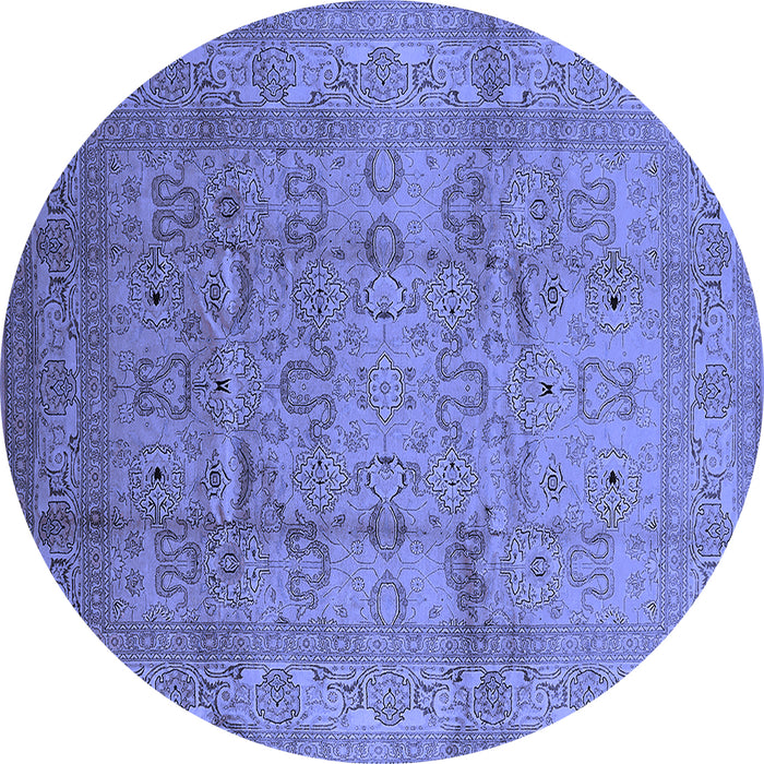 Round Oriental Blue Industrial Rug, urb3097blu