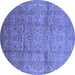 Round Oriental Blue Industrial Rug, urb3097blu