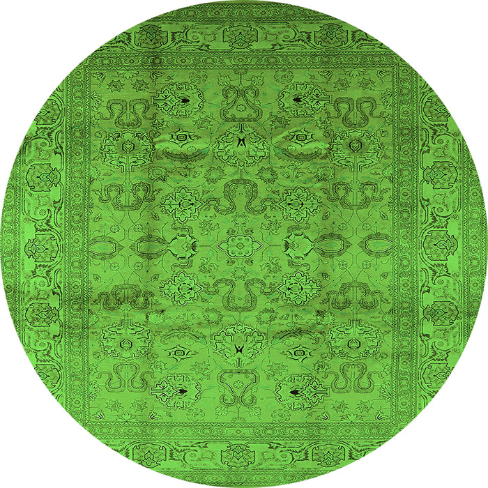 Round Oriental Green Industrial Rug, urb3097grn