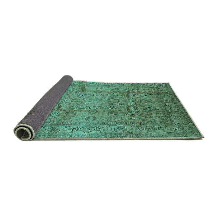 Sideview of Oriental Turquoise Industrial Rug, urb3097turq