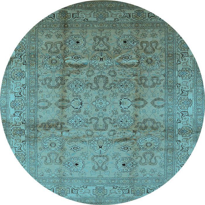 Round Oriental Light Blue Industrial Rug, urb3097lblu