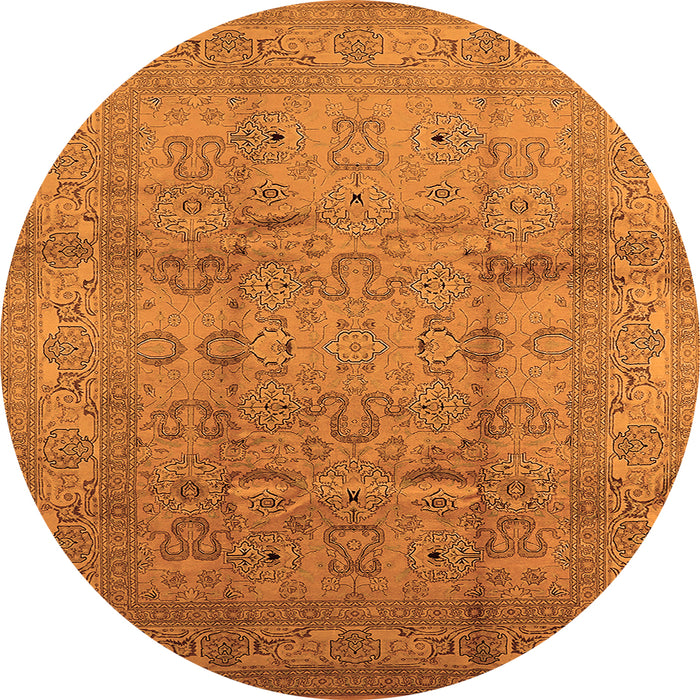 Round Oriental Orange Industrial Rug, urb3097org