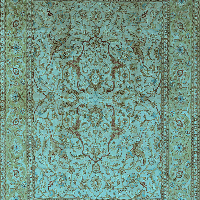 Machine Washable Oriental Light Blue Industrial Rug, wshurb3098lblu