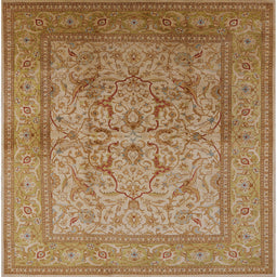 Square Mid-Century Modern Brown Sand Brown Oriental Rug, urb3098