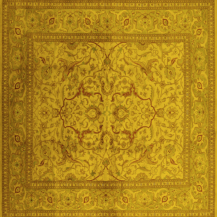 Square Machine Washable Oriental Yellow Industrial Rug, wshurb3098yw