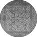 Round Machine Washable Oriental Gray Industrial Rug, wshurb3098gry