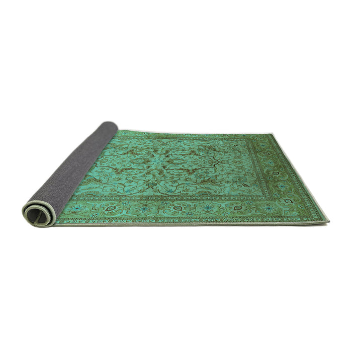 Sideview of Oriental Turquoise Industrial Rug, urb3098turq