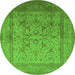 Round Oriental Green Industrial Rug, urb3098grn