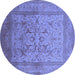 Round Machine Washable Oriental Blue Industrial Rug, wshurb3098blu