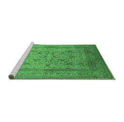 Sideview of Machine Washable Oriental Emerald Green Industrial Area Rugs, wshurb3098emgrn