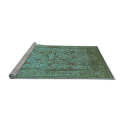 Sideview of Machine Washable Oriental Light Blue Industrial Rug, wshurb3098lblu