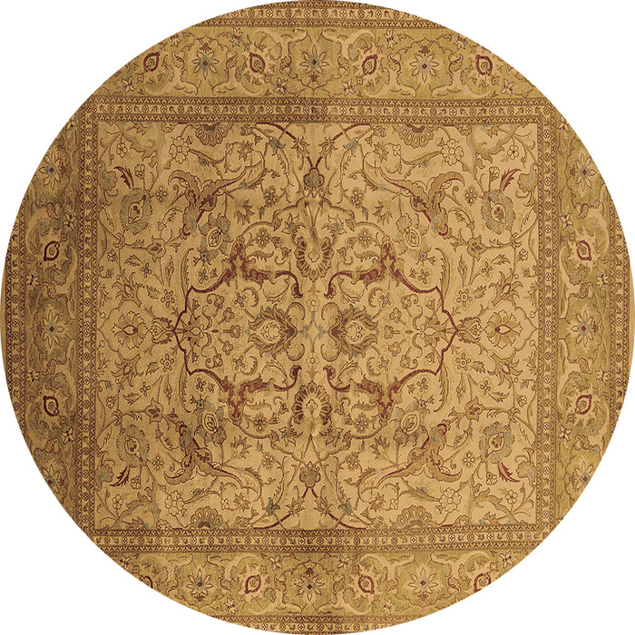 Round Machine Washable Oriental Brown Industrial Rug, wshurb3098brn