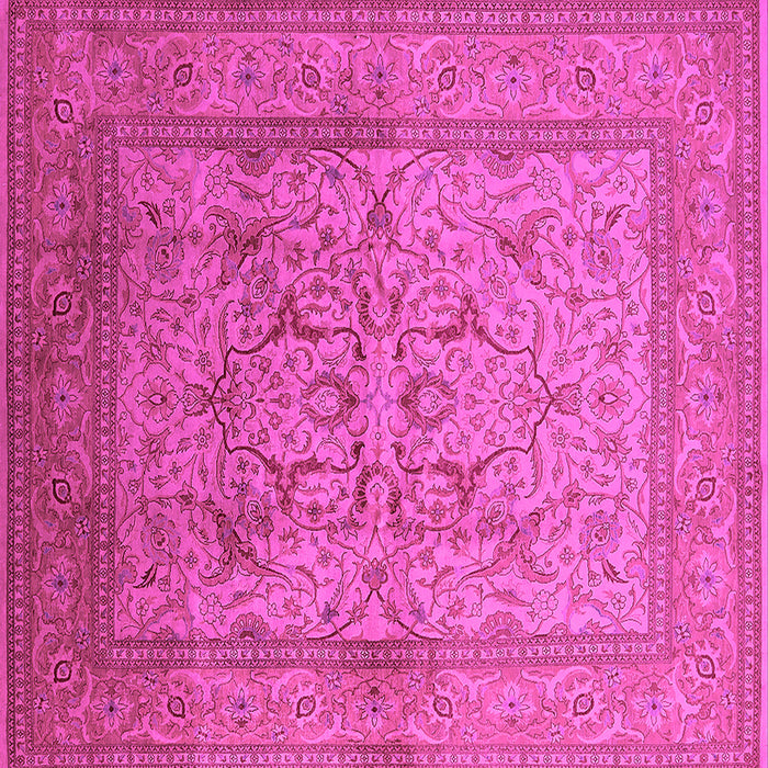 Square Machine Washable Oriental Pink Industrial Rug, wshurb3098pnk