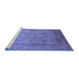 Sideview of Machine Washable Oriental Blue Industrial Rug, wshurb3098blu