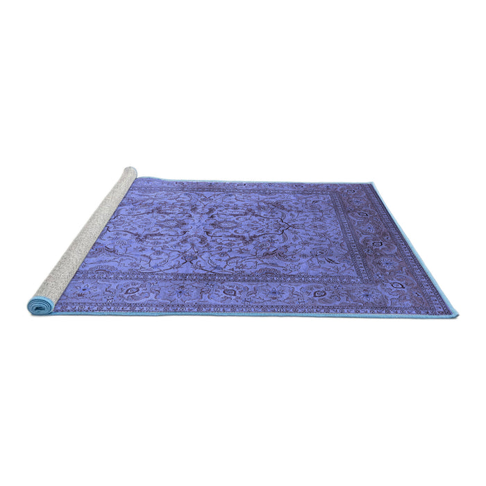 Sideview of Machine Washable Oriental Blue Industrial Rug, wshurb3098blu