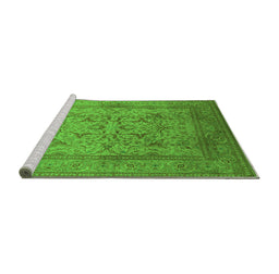 Sideview of Machine Washable Oriental Green Industrial Area Rugs, wshurb3098grn