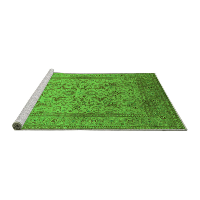 Sideview of Machine Washable Oriental Green Industrial Area Rugs, wshurb3098grn