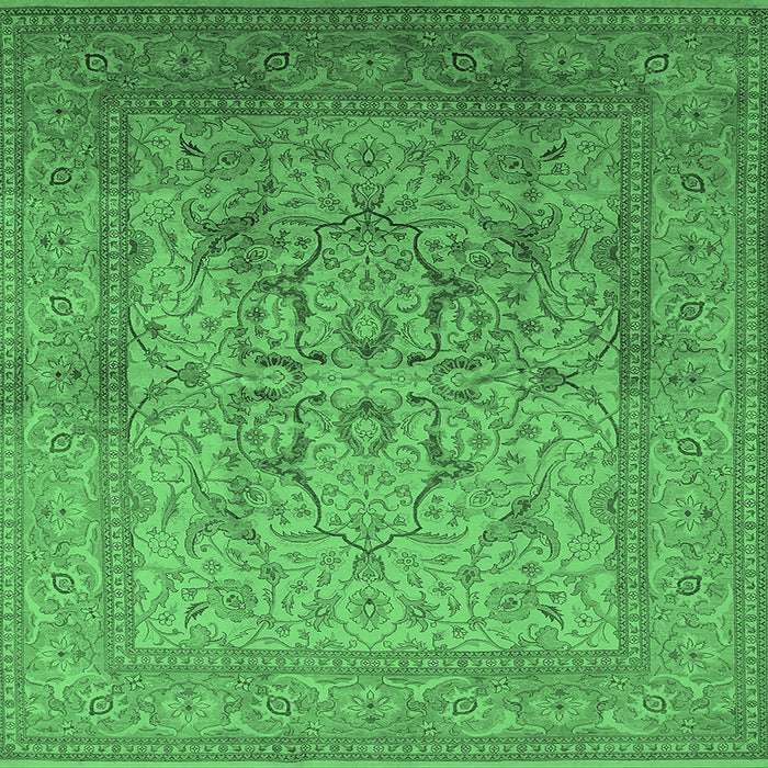 Square Machine Washable Oriental Emerald Green Industrial Area Rugs, wshurb3098emgrn