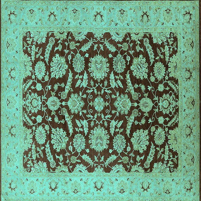 Square Machine Washable Oriental Turquoise Industrial Area Rugs, wshurb3099turq