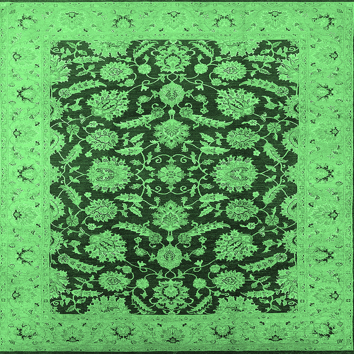 Square Oriental Emerald Green Industrial Rug, urb3099emgrn