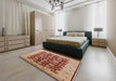 Mid-Century Modern Red Oriental Rug in a Bedroom, urb3099