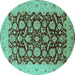 Round Oriental Turquoise Industrial Rug, urb3099turq