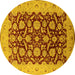 Round Oriental Yellow Industrial Rug, urb3099yw