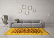 Machine Washable Oriental Yellow Industrial Rug in a Living Room, wshurb3099yw