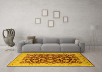 Machine Washable Oriental Yellow Industrial Rug, wshurb3099yw