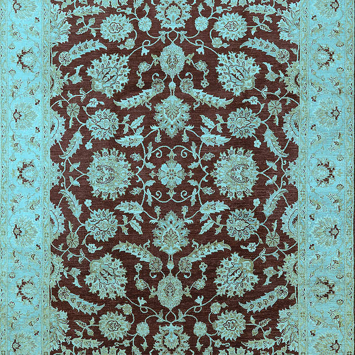 Machine Washable Oriental Light Blue Industrial Rug, wshurb3099lblu
