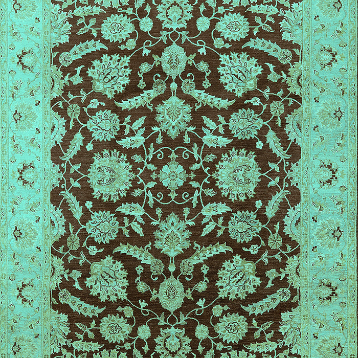 Machine Washable Oriental Turquoise Industrial Area Rugs, wshurb3099turq