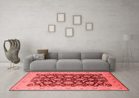 Machine Washable Oriental Red Industrial Rug, wshurb3099red