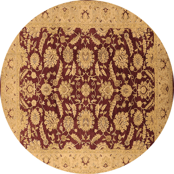 Round Oriental Brown Industrial Rug, urb3099brn