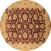 Round Oriental Brown Industrial Rug, urb3099brn