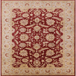 Square Mid-Century Modern Red Oriental Rug, urb3099