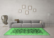 Machine Washable Oriental Emerald Green Industrial Area Rugs in a Living Room,, wshurb3099emgrn