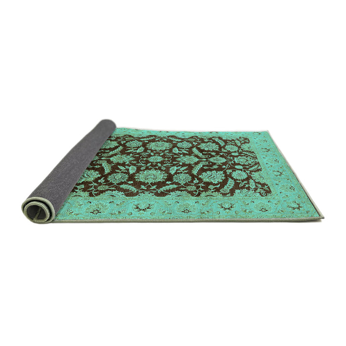 Sideview of Oriental Turquoise Industrial Rug, urb3099turq