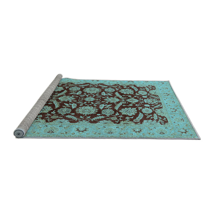 Sideview of Machine Washable Oriental Light Blue Industrial Rug, wshurb3099lblu