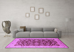 Machine Washable Oriental Purple Industrial Area Rugs in a Living Room, wshurb3099pur