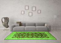 Machine Washable Oriental Green Industrial Rug, wshurb3099grn