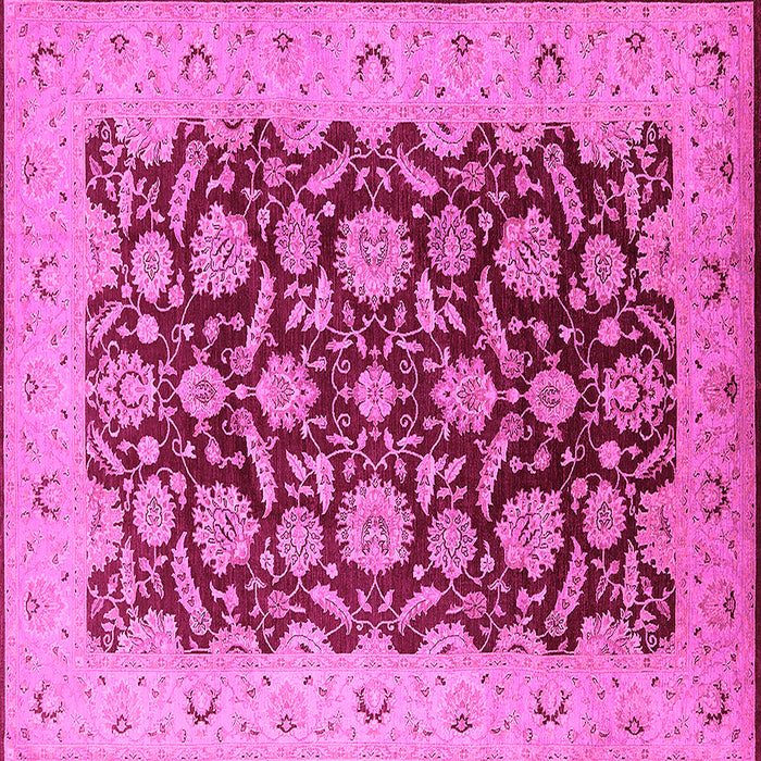 Square Machine Washable Oriental Pink Industrial Rug, wshurb3099pnk