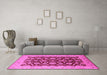 Machine Washable Oriental Pink Industrial Rug in a Living Room, wshurb3099pnk