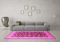 Machine Washable Oriental Pink Industrial Rug, wshurb3099pnk