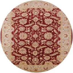 Round Mid-Century Modern Red Oriental Rug, urb3099