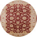 Round Mid-Century Modern Red Oriental Rug, urb3099