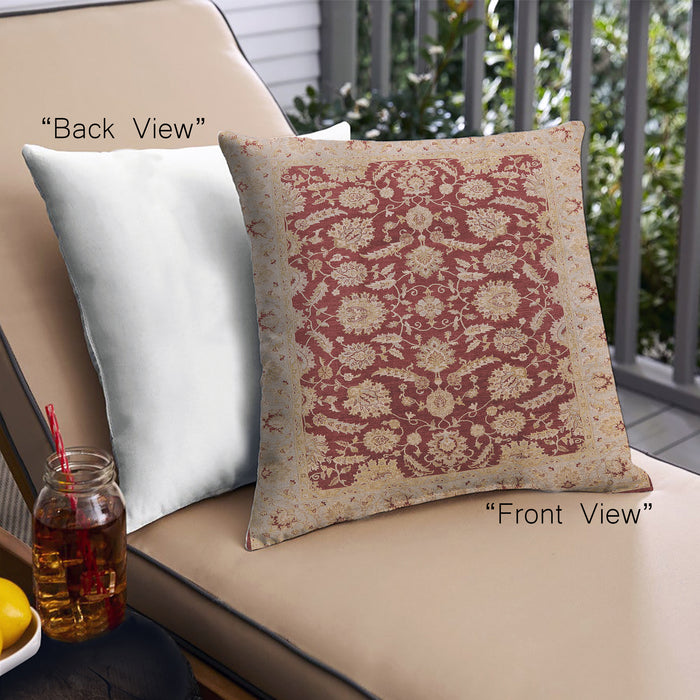 Front View of Mid-Century Modern Urban Square Red Throw Pillow, 18 inch by 18 inch, pwurb3099